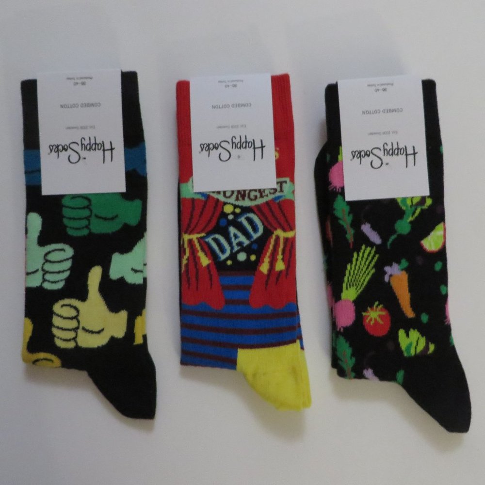 NWT Happy Socks Men Women Unisex Adults 3-Pack Mix Color - V7